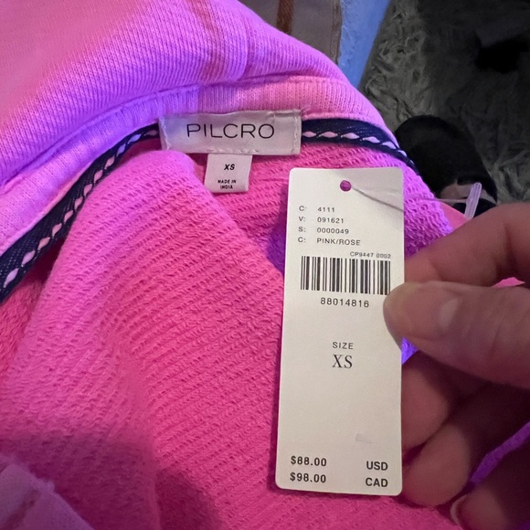 New Anthropology Pilcrow Hot Pink hoodie top sz XS - Picture 3 of 4